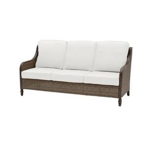 lot 6339 image: Hampton Bay Windsor Brown Wicker Outdoor Patio Sofa