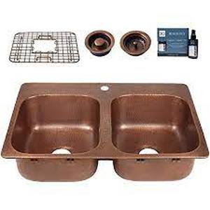 lot 6210 image: Sinkology&nbsp Angelico 1-Hole Drop-In Double Bowl Sink