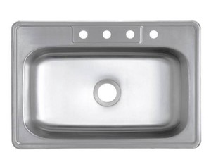 lot 6285 image: Glacier Bay 4-Hole Single Bowl Drop-In Kitchen Sink
