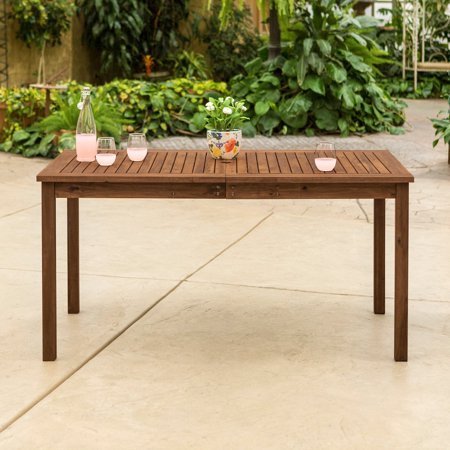 lot 1064 image: Walker Edison Acacia Wood Patio Simple Dining Table