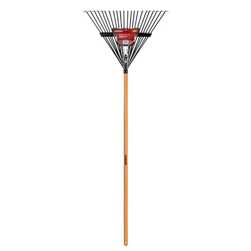 lot 5122 image: Husky Wood Handle Steel Leaf Rake