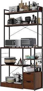 lot 9797 image: Metal &amp Wood 5-Tier Kitchen Cabinet
