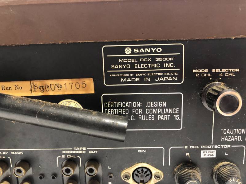 Sanyo 4 Channel Stereo SQ/CD-4 Model DCX 3500K | EM Auctions
