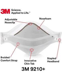 lot 10345 image: 3M Aura Particulate Respirator 9210, N95, Pack of 20 Disposable Respirators, Convenient Individually Wrapped.
