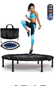 lot 10363 image: FITPULSE Mini Trampoline with Adjustable Soft Handle  Extras - Foldable  Portable 40 Indoor Trampoline Rebounder - Recreational Trampoline - Exercise Trampoline for Adults, Small Trampoline