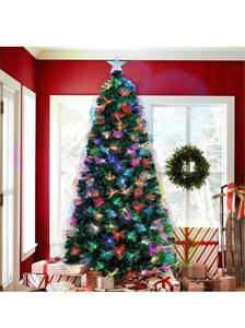 lot 10370 image: Blissun 6 ft Pre-Lit Fiber Optic Christmas Tree, Prelit Artificial Christmas Tree with Color Changing Lights and Top Star, Xmas Pine Tree for Indoor and Outdoor Holiday Christmas Decorations