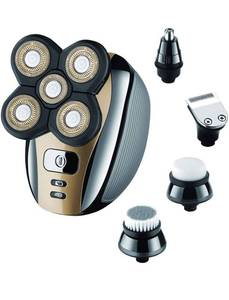 lot 10373 image: Electric Razor for Men Head Shaver for Bald Men Grooming Kit 4 in 1 Wet Dry Rotary Shavers Nose Hair Beard Trimmer Clippers Facial Cleansing Brush Cordless Waterproof USB Charging Rechargeable