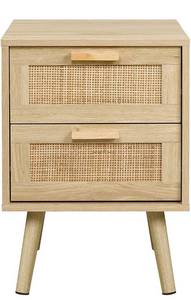 lot 10376 image: Finnhomy Nightstand, End Table, Side Table with 2 Hand Made Rattan Decorated Drawers, Nightstands Set of 2, Wood Accent Table with Storage for Bedroom, Natural