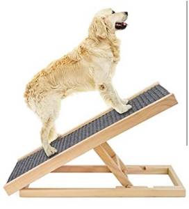 lot 10441 image: ExiBryony Adjustable Wooden Pet Ramp Middle Size for All Small Large Animals, Cats and Dogs-Available for Car, Couch and Bed-Durable, Easy Carrying, Grey