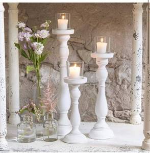 lot 10445 image: Weddingstar Shabby Chic Spindle White Candle Holder Set