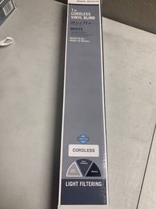 lot 10459 image: Designers Touch White Cordless Light Filtering Vinyl Blind with 1 in. Slat 30 in. W x 72 in. L