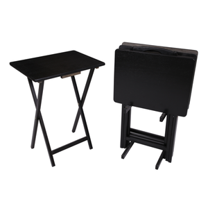 lot 10484 image: Mainstays Black 5-Piece Folding TV Tray Table Set (4 Trays, 1 Stand) 19x15x26 inch