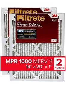 lot 10387 image: Filtrete 14x20x1, AC Furnace Air Filter, MPR 1000, Micro Allergen Defense, 2-Pack (exact dimensions 13.781 x 19.781 x 0.84)