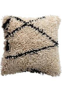 lot 10398 image: Creative Co-Op Woven Wool Shag, Black & Cream Color Pillow. 24 X 24. set of 2 Retails $135