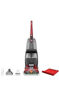 lot 10493 image: Hoover, Red Power Scrub Deluxe Carpet Cleaner Machine, Upright Shampooer, with Storage Mat, FH50150B