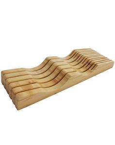 lot 10503 image: Shenzhen Knives Large In-Drawer Knife Block 11 Slot (Holds 10-15 Knives) Empty Wooden Knife Holder for Kitchen Drawers
