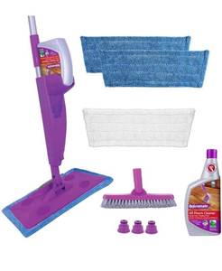 lot 10515 image: Rejuvenate Click N Clean Multi-Surface Spray Mop System Complete Bundle Includes Free Click-On Pro Grade Grout Brush 1 x 32oz No-Bucket Floor Cleaner (bundle with 3 reusable microfiber pads)