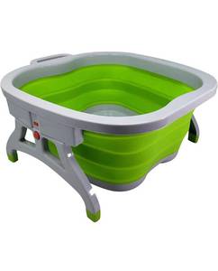 lot 10529 image: Lee Beauty Professional Large Foot Soaking Tub, Plastic and Rubber Bucket for Home Spa, Green