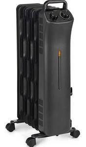 lot 10540 image: Amazon Basics Portable Radiator Heater with 7 Wavy Fins, Manual Control, Black, 1500W