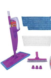 lot 10542 image: Rejuvenate Click N Clean Multi-Surface Spray Mop System Complete Bundle Includes Free Click-On Pro Grade Grout Brush (bundle with 3 reusable microfiber pads)