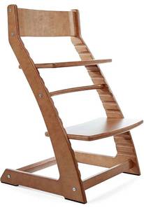 lot 10546 image: Walnut Fornel Adjustable Wooden High Chair Baby Highchair Solution for Babies and Toddlers Dining Highchair. Retails $148
