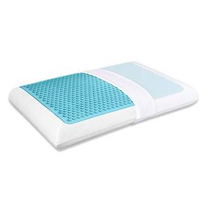 lot 10555 image: Comfort Revolution Blue Bubble Gel  Memory Foam Pillow, Queen Size, White