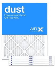 lot 10559 image: AIRx DUST 20x25x1 MERV 8 Pleated Air Filter - Made in the USA - Box of 6