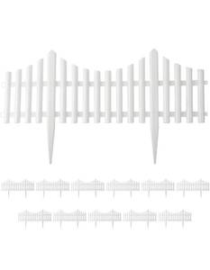lot 10561 image: Finderomend Garden Fence White Plastic Fence Garden Picket Fence Lawn Flowerbeds Plant Borders Decorative Garden Yard White Picket Fence (12pcs)