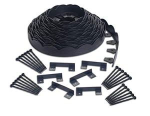lot 8860 image: EasyFlex Decorative No-Dig Landscape Edging with Anchoring Spikes, 2.5 in. Tall Scalloped Top Garden Border with Woodgrain Texture, 100 Foot Kit, Black (3210E-100C)