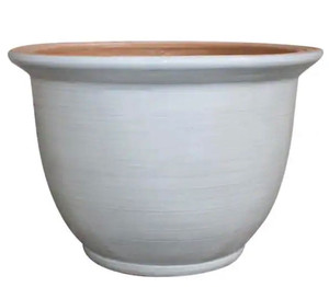 lot 8878 image: Large 18.8 in. x 12.4 in. Chalk Resin Composite Planter (set of 3, cracked but usable)