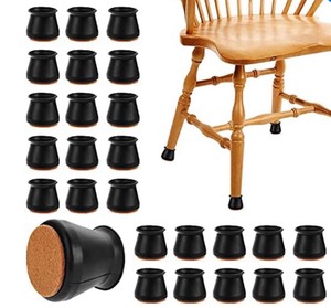 lot 8883 image: 32 Pcs Chair Leg Protectors for Hardwood Floors, Silicone Felt Furniture Leg Cover Pad for Protecting Floors from Scratches and Noise, Smooth Moving for Chair Feet, Black