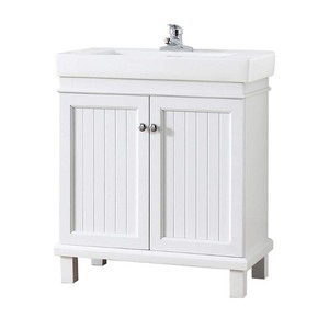 lot 8897 image: Home Decorators Collection Parkbridge 30 in. W x 15.10 in. D Vanity in White no counter top or sink cabinet in great condition