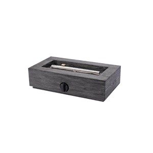 lot 8918 image: Hampton Bay 17.1 in. x 6.6 in. Rectangular Cement Gas Fire Pit Faux Wood Tabletop, Dark Grey