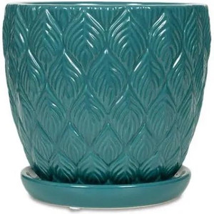 lot 8919 image: set of 4 Leaf Pot Green Blue