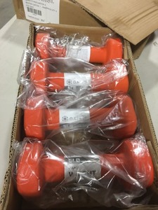 lot 8960 image: set of 4 Gaiam Neoprene Dumbbell, Orange, 5 Lbs, (20lbs total)