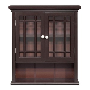 lot 8962 image: Elegant Home Fashions Neal Wooden 2-Door Wall Cabinet, Dark Espresso