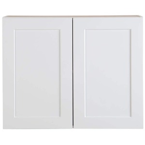 lot 8989 image: Hampton Bay Cambridge Shaker Assembled 30x24x12.5 in. Wall Cabinet with 2 Soft Close Doors in White