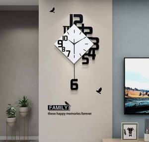 lot 100900 image: Large Wall Clocks for Living Room Decor Silent Pendulum Wall Clocks Battery Operated Non-Ticking for Bedroom Kitchen Office Home Decorative Square White Wood Clocks Wall Decor for School Indoor