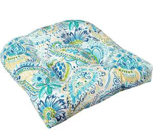 lot 100907 image: Pillow Perfect - 611792 OutdoorIndoor Gilford Baltic Tufted Seat Cushions (Round Back), 19 x 19, Blue, 2 Pack