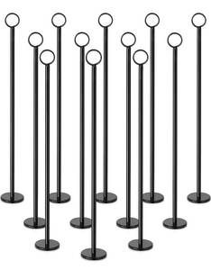 lot 100911 image: New Star Foodservice 27730 Ring-Clip Table Number HolderNumber StandPlace Card Holder, 18-Inch, Set of 12, Black Finish