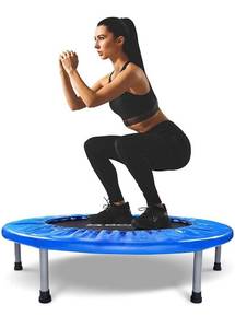 lot 100921 image: 4.5 out of 5 stars 3,895 Reviews BCAN 38 Foldable Mini Trampoline, Fitness Trampoline with Safety Pad, Stable & Quiet Exercise Rebounder for Kids Adults IndoorGarden Workout Max 300lbs