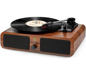 lot 100924 image: Udreamer Record Player Vinyl Wireless Turntable with Built-in Speakers 3-Speed Portable Vintage LP Player, Support USB RCA Output Aux Input Headphone Playback