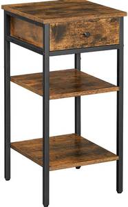 lot 100928 image: VASAGLE Nightstand,End Table,Side Table,Tall Nightstand with Drawer and Storage Shelves,Bedside Table for Bedroom,Living Room,Rustic Brown and Black ULET502B01