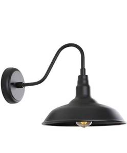 lot 100931 image: Goalplus Gooseneck Barn Light Farmhouse Wall Mount Light Fixture Exterior E26 Black Industrial Wall Sconce for Garage, 10 High, IP44 Waterproof, 2 pack