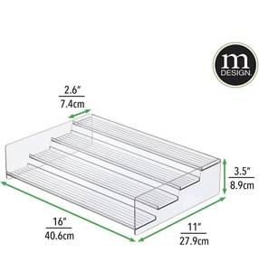 lot 100939 image: mDesign Plastic Kitchen Food Storage Organizer 4-Tiered Shelves, Spice Holder Rack Steps for Cabinet, Cupboard, Counter, Pantry - Holds Seasoning, Canned Food, Condiments - Clear