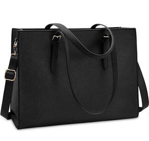 lot 100942 image: Laptop Bag for Women Waterproof Lightweight Leather 15.6 Inch Computer Tote Bag Business Office Briefcase Large Capacity Handbag Shoulder Bag Professional Office Work Bag Black