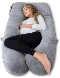 lot 101029 image: AngQi 60 inch Pregnancy Pillow U Shaped, Full Body Pillow for Pregnant WomenSide Sleepers, Maternity Pillow with Velvet Cover, Gray