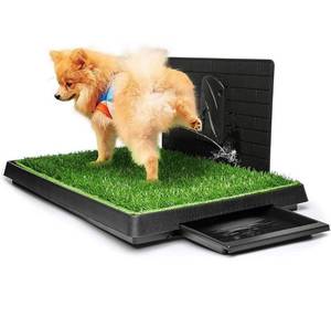 lot 101043 image: Hompet Dog Grass Pad with Tray Large, Puppy Turf Potty Reusable Training Pads with Pee Baffle, Artificial Grass Patch for Indoor and Outdoor Use, Ideal for Small and Medium Dogs (30�20)