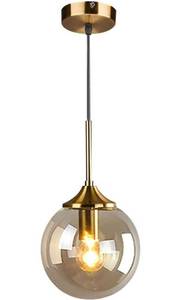 lot 101047 image: KCO Lighting Mid Century Pendant Light Gold Glass Globe Hanging Light 1-Light Adjustable Modern Ceiling Pendant Light Fixture for Dining Room Kitchen Island Bedroom (Amber)