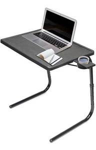 lot 101134 image: Table Mate II TV Tray Table - Folding TV Dinner Table, Couch Table Trays for Eating Snack Food, Stowaway Laptop Stand, Portable Bed Dinner Tray - Adjustable TV Table with 3 Angles, Cup Holder, Black